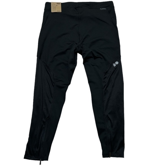 Reebok Sport XL Playdry Black RE Tight Workout Skinny Fit Mesh Panel Zipper Hem - Picture 2 of 13